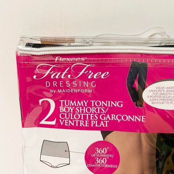 Flexees Fat Free Dressing Maidenform 2 Tummy Toning Boy Shorts XXL Black - Picture 3 of 14